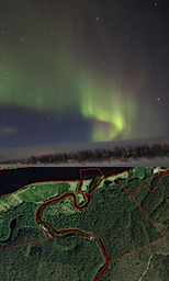 LAPLAND, INARI (northern lights), 19 hectares of water front free hold land for tourism development, hunting and fishing with with own 1.3 km Ivalojoki river bank located on the border with the hunting state land area of 68540 ha, listing INARI3128