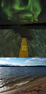 LAPLAND, INARI, Ivalo (lake and northern lights' view, northside), land 133 ha (1.334 km<sup>2</sup>), own shoreline 350 m (lake Alaj&auml;rvi), permission for construction of 600 m<sup>2</sup>, listing 3105